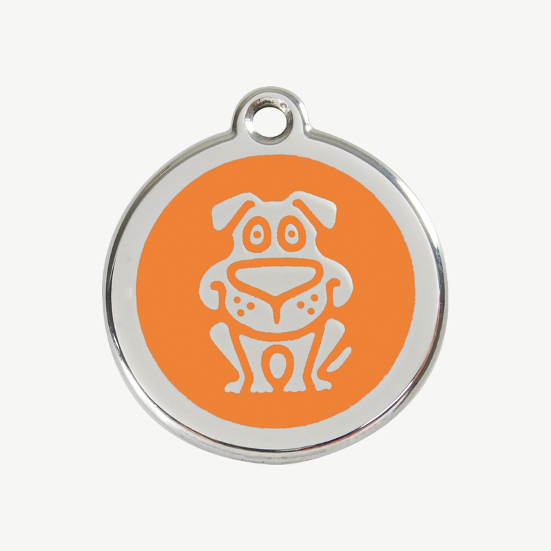 Médaille chien à graver, coloris orange, taille M