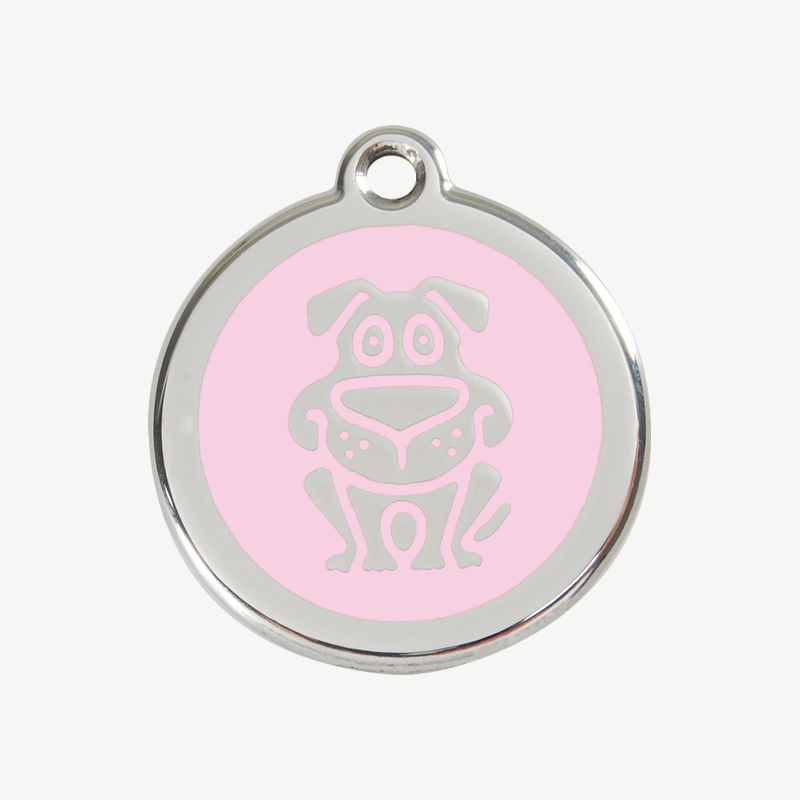 Médaille chien à graver, coloris rose clair, taille M