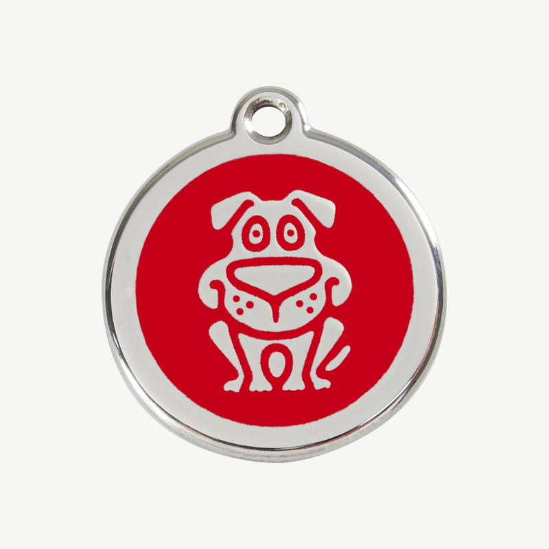 Médaille chien à graver, coloris rouge, taille M