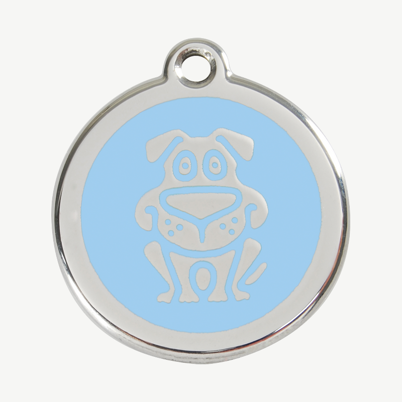 Médaille chien à graver, coloris bleu clair, taille L