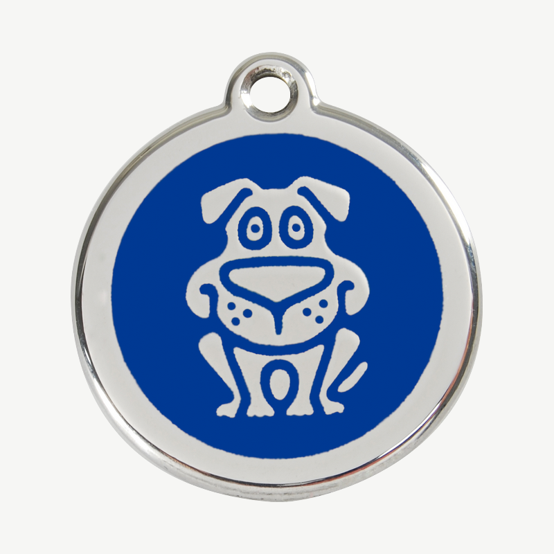 Médaille chien à graver, coloris bleu foncé, taille L