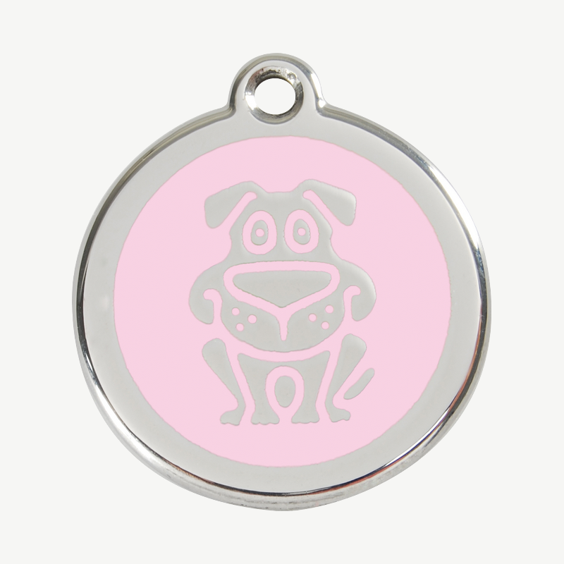 Médaille chien à graver, coloris rose clair, taille L