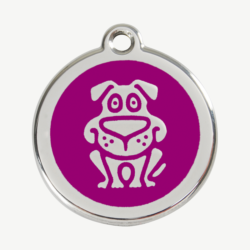 Médaille chien à graver, coloris violet, taille L
