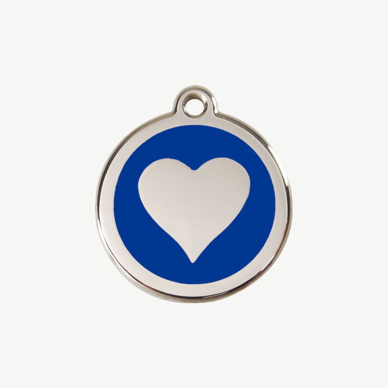 Médaille cœur à graver, coloris bleu foncé, taille S