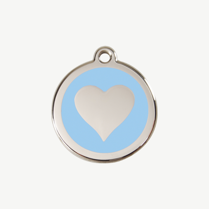 Médaille cœur à graver, coloris bleu clair, taille S