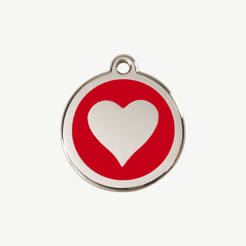 Médaille cœur à graver, coloris rouge, taille S