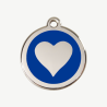 Médaille cœur à graver, coloris bleu foncé, taille M
